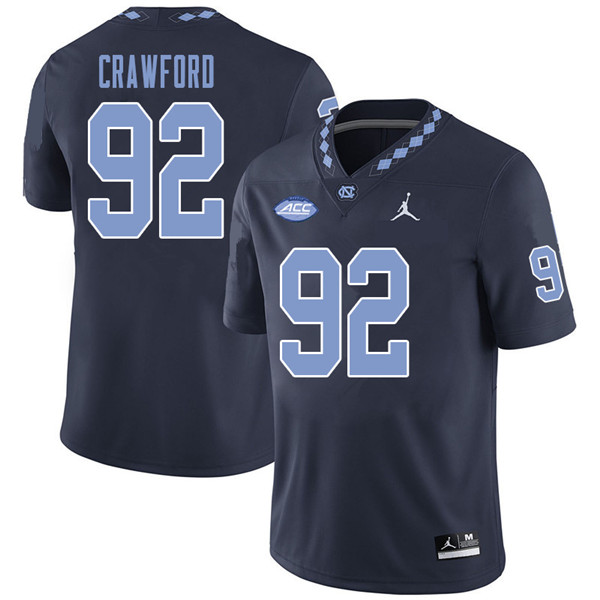 Jordan Brand Men #92 Aaron Crawford North Carolina Tar Heels College Football Jerseys Sale-Navy